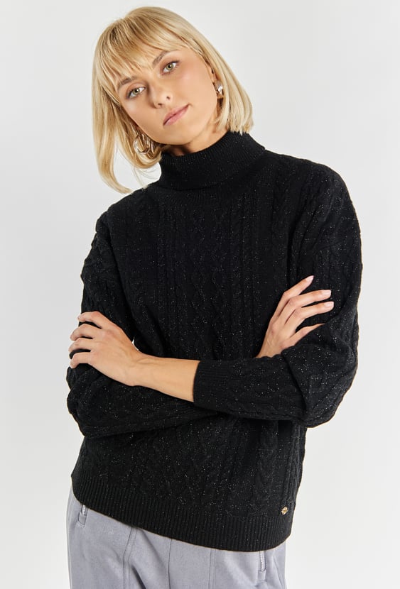 Połyskujący sweter damski