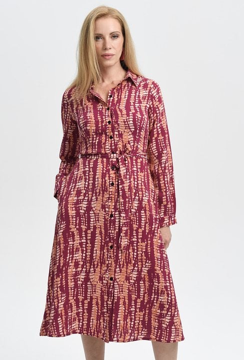 Rożnowa sukienka typu szmizjerka