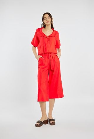 Szerokie spodnie z dodatkiem lnu