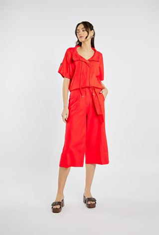 Szerokie spodnie z dodatkiem lnu