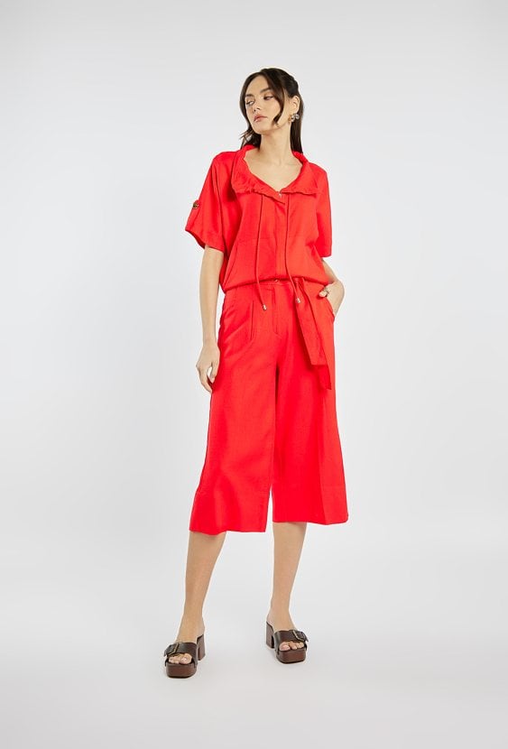 Szerokie spodnie z dodatkiem lnu