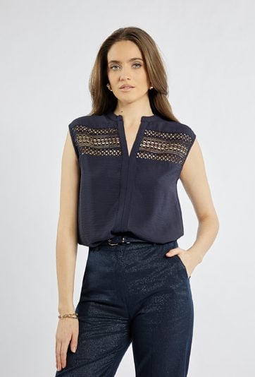 Granatowa bluzka bez rękawów