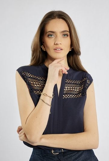 Granatowa bluzka bez rękawów