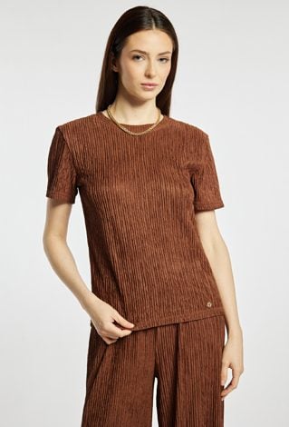 T-shirt damski z marszczeniami