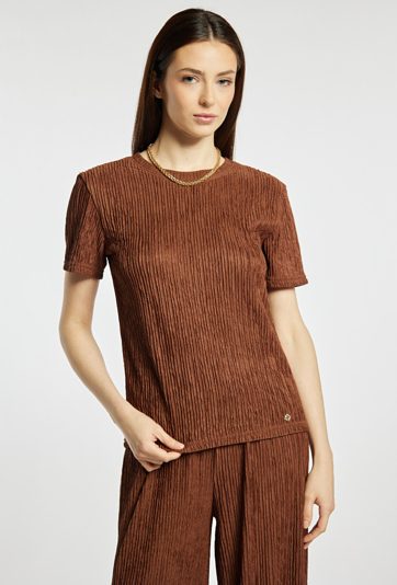 T-shirt damski z marszczeniami