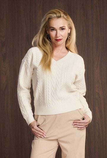 Połyskujący sweter z wełny