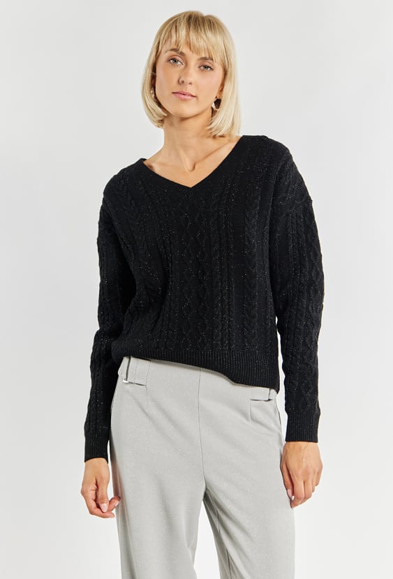 Połyskujący sweter z wełny