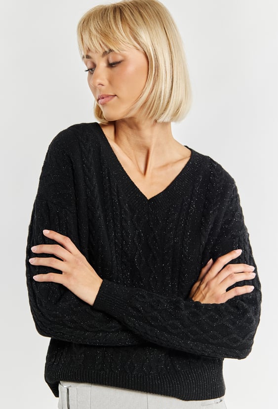 Połyskujący sweter z wełny