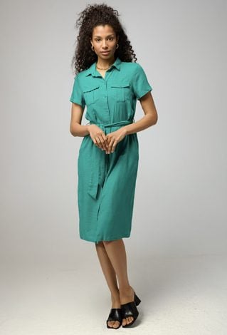 Szmaragdowa szmizjerka z wiskozy i lnu