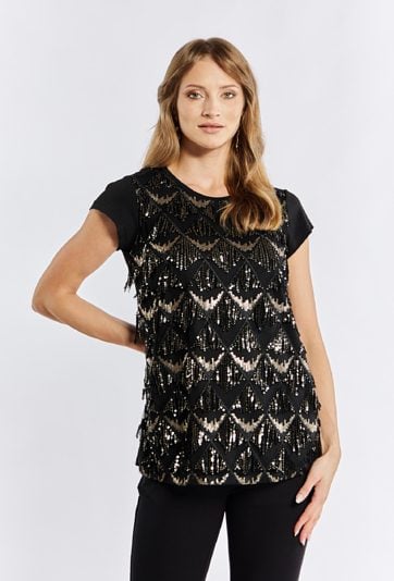 Bluzka z cekinowymi frędzlami