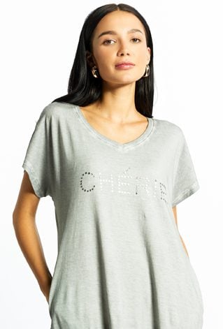 Sukienka damska z dżetowym napisem