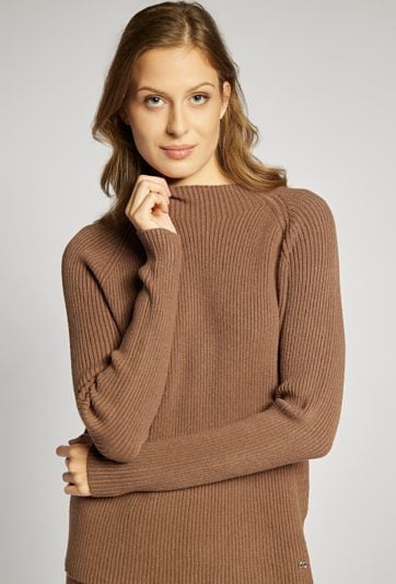 Sweter damski z prążkowaną strukturą