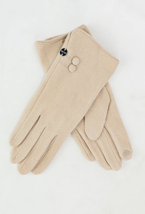 Beżowe rękawiczki z guziczkami