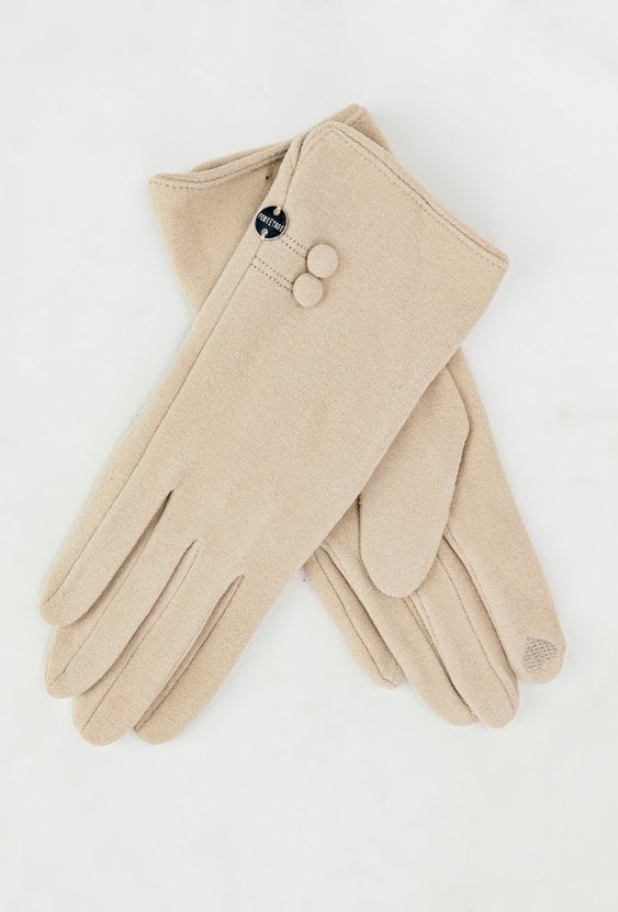 Beżowe rękawiczki z guziczkami