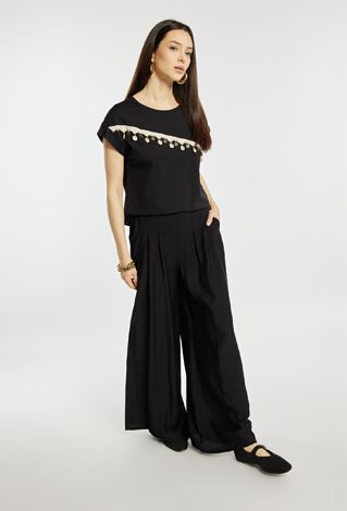 Spodnie wide leg z wiskozą