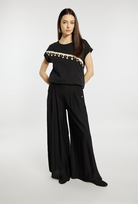 Spodnie wide leg z wiskozą