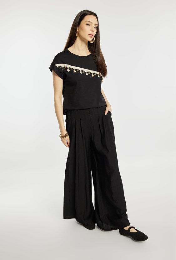 Spodnie wide leg z wiskozą