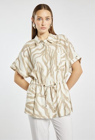 Koszulowa bluzka z dodatkiem lnu