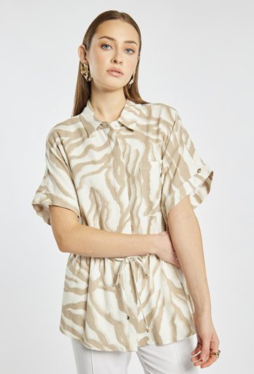 Koszulowa bluzka z dodatkiem lnu