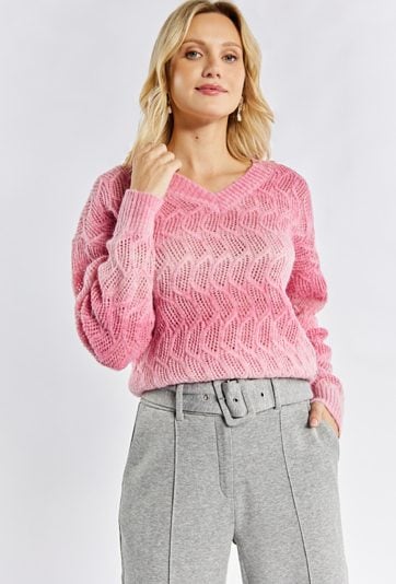 Sweter damski z dekoltem w serek