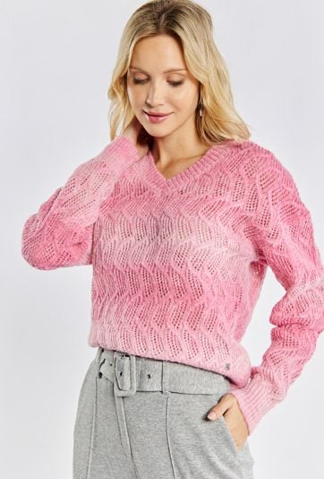 Sweter damski z dekoltem w serek