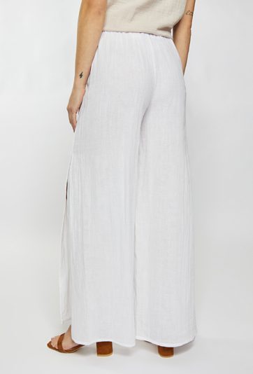 Bawełniane spodnie damskie z rozcięciami