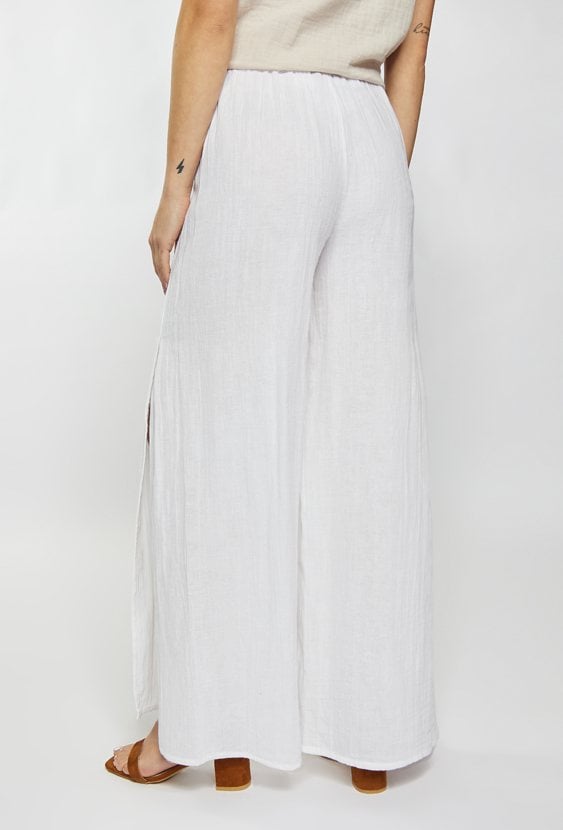 Bawełniane spodnie damskie z rozcięciami