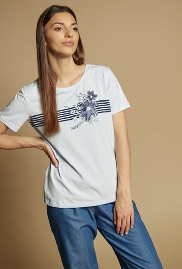Błękitny T-shirt damski