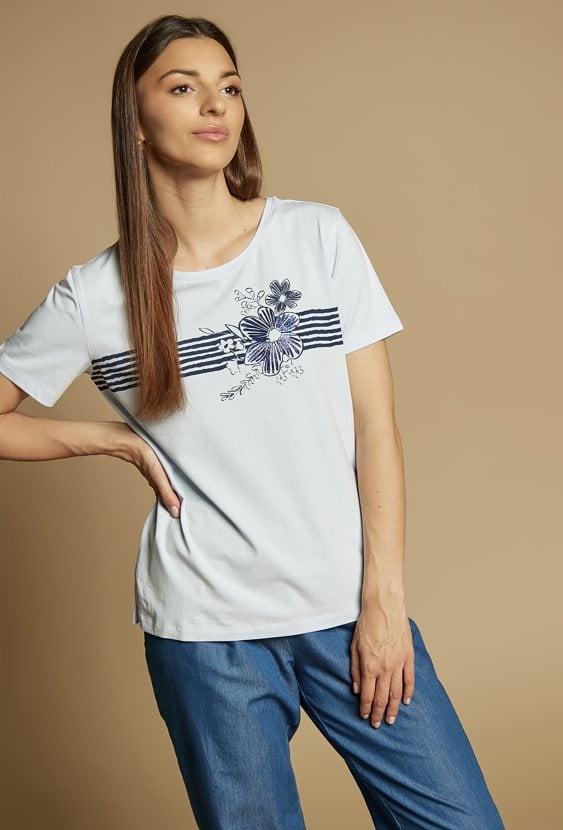 Błękitny T-shirt damski