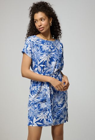 Krótka sukienka z wiskozy z paskiem