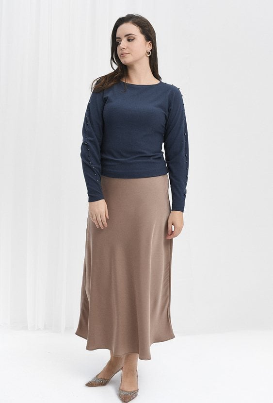 Satynowa spódnica w kolorze beżowym