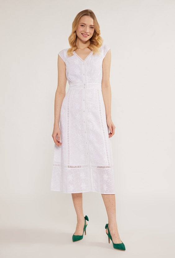 Sukienka midi z ażurowymi wstawkami