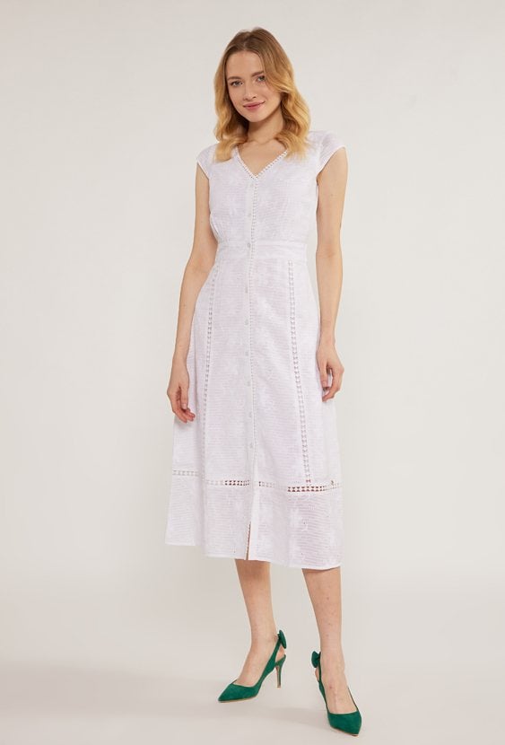 Sukienka midi z ażurowymi wstawkami