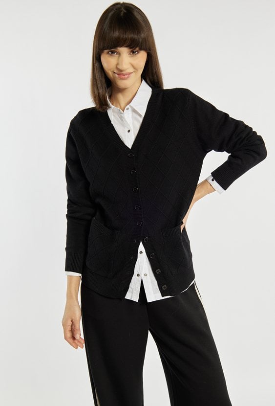 Kardigan damski z kieszonkami