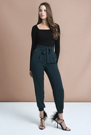 Zielone spodnie z wysokim stanem