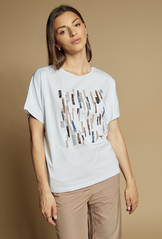 Błękitny T-shirt damski