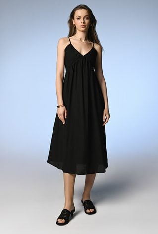 Długa sukienka na ramiączkach z wiskozy