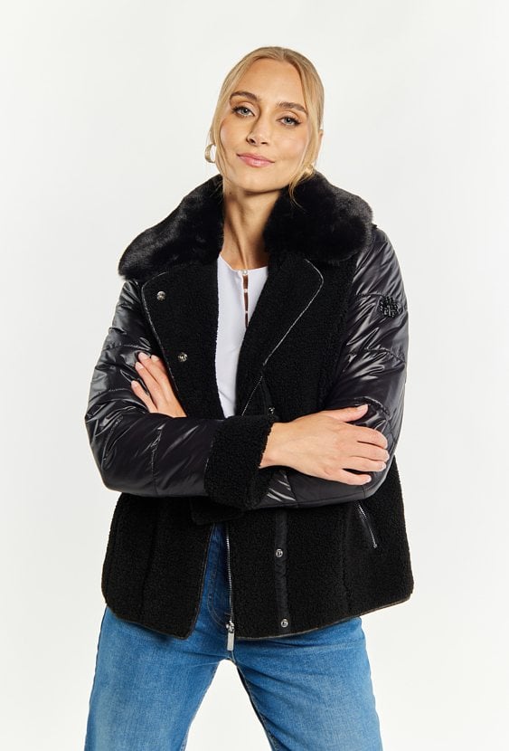 Kurtka damska z odpinanym futerkiem