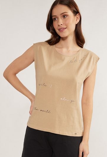 Bawełniany t-shirt z napisem