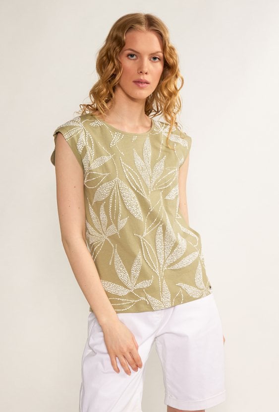 T-shirt z motywem roślinnym