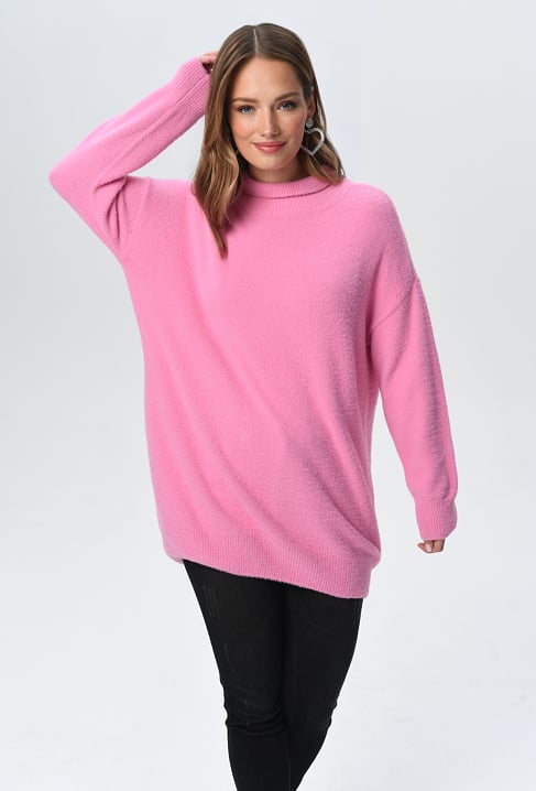 Sweter z półgolfem efektem moheru