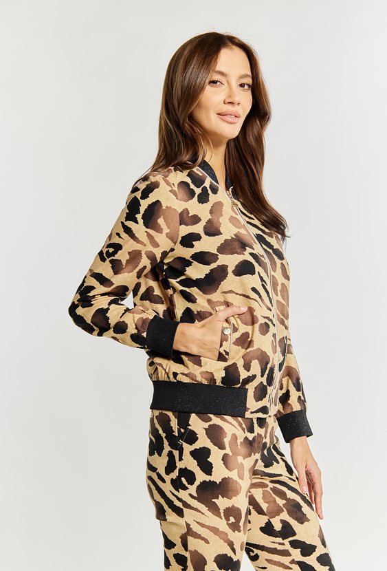 Wzorzysta bluza z domieszką lnu