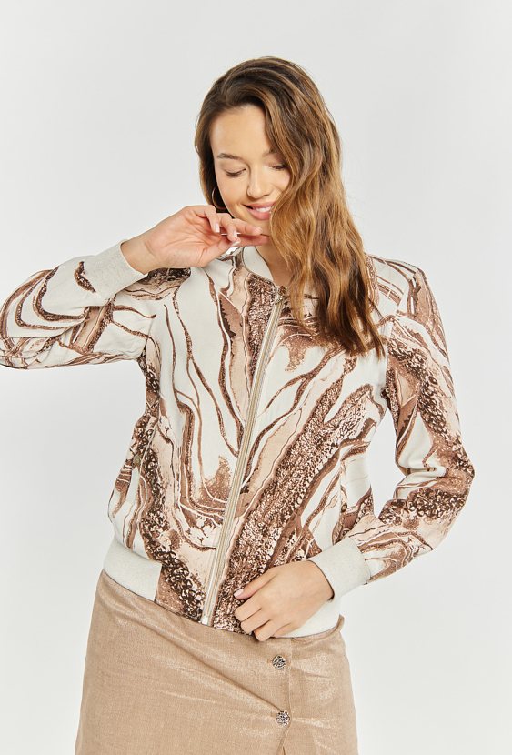 Wzorzysta bluza z domieszką lnu
