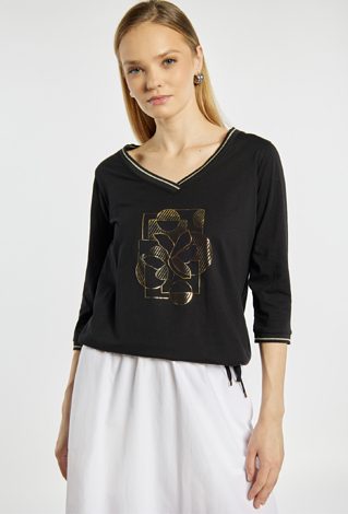 Luźny T-shirt z rękawem 3/4