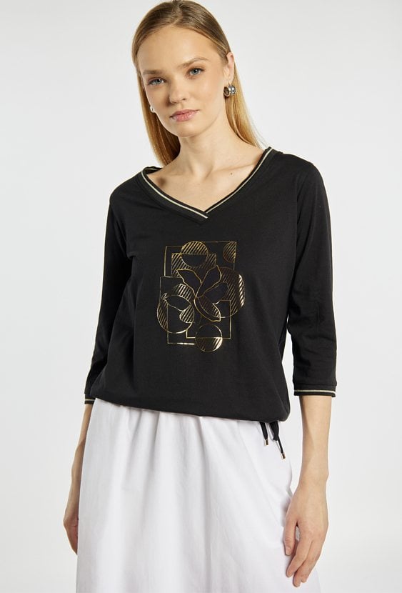 Luźny T-shirt z rękawem 3/4