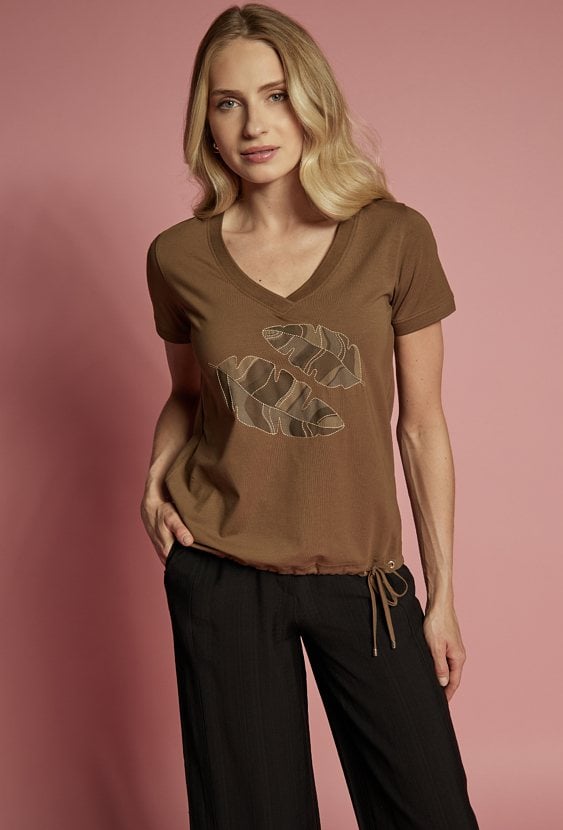 T-shirt damski z wiązaniem