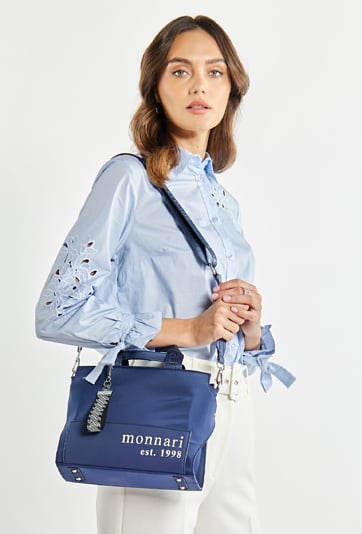 Tekstylna torba damska z przywieszką