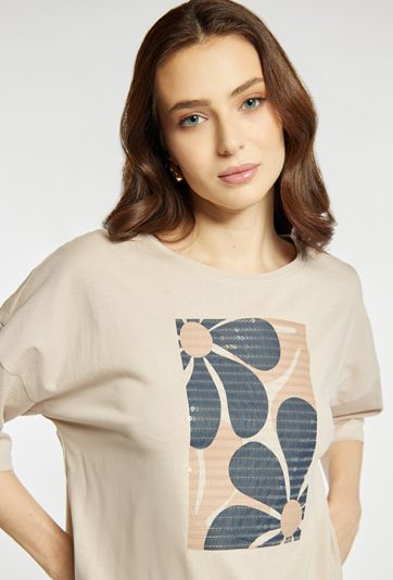 T-shirt z połyskującym nadrukiem