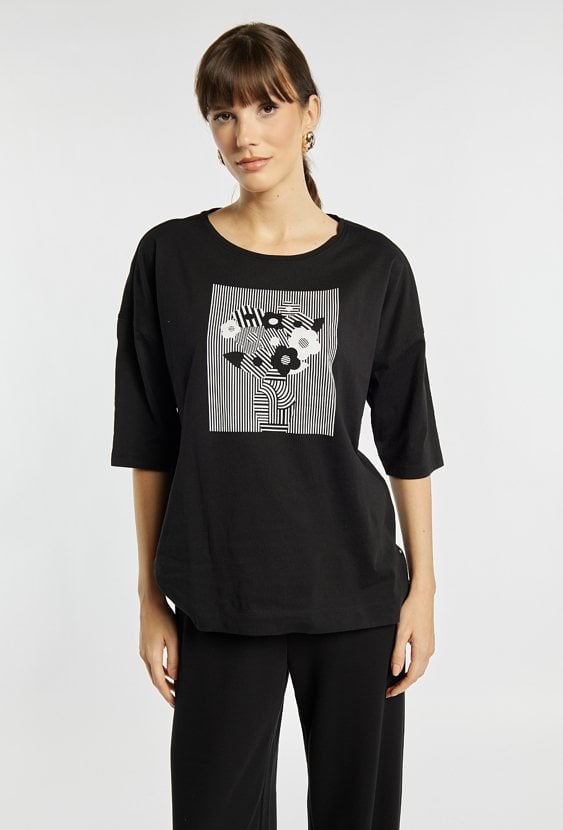 T-shirt damski z bawełny