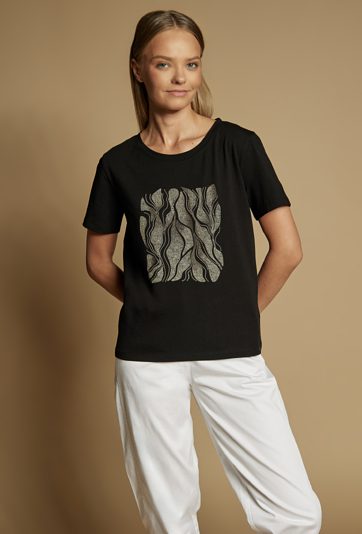 T-shirt z falistym, abstrakcyjnym motywem